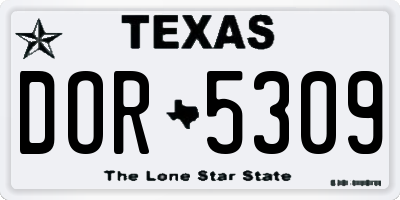 TX license plate DOR5309
