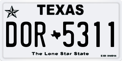 TX license plate DOR5311
