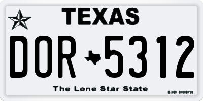 TX license plate DOR5312