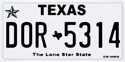 TX license plate DOR5314