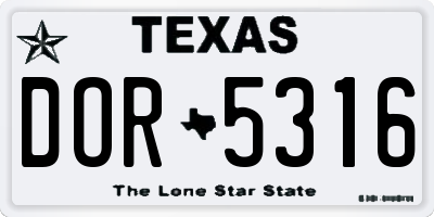 TX license plate DOR5316