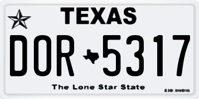 TX license plate DOR5317