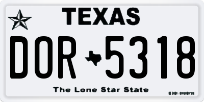 TX license plate DOR5318