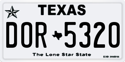TX license plate DOR5320