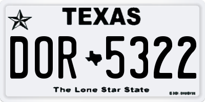 TX license plate DOR5322