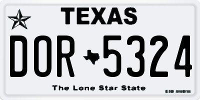 TX license plate DOR5324