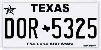 TX license plate DOR5325