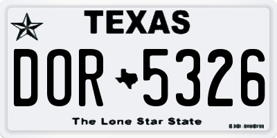 TX license plate DOR5326