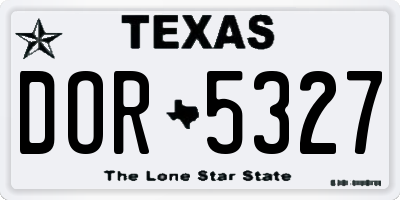 TX license plate DOR5327