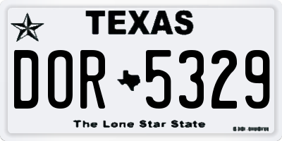 TX license plate DOR5329