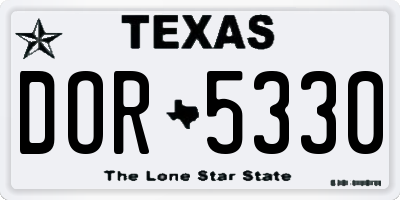 TX license plate DOR5330