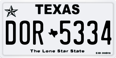 TX license plate DOR5334