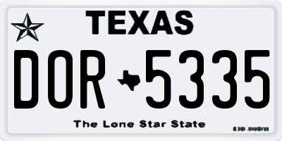 TX license plate DOR5335