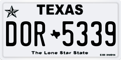 TX license plate DOR5339
