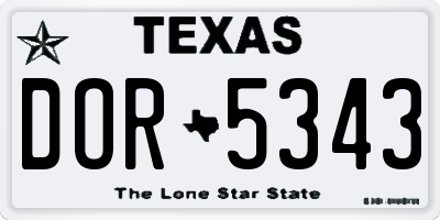 TX license plate DOR5343