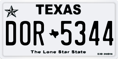 TX license plate DOR5344