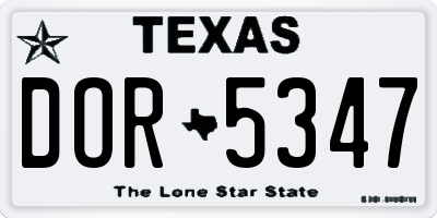 TX license plate DOR5347