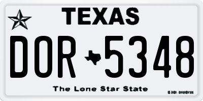 TX license plate DOR5348