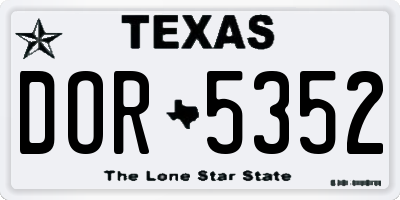 TX license plate DOR5352