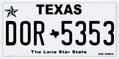 TX license plate DOR5353