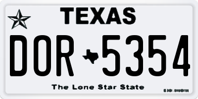 TX license plate DOR5354