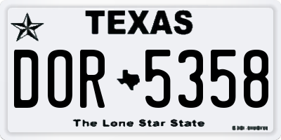 TX license plate DOR5358
