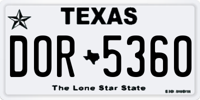 TX license plate DOR5360