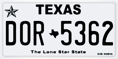 TX license plate DOR5362