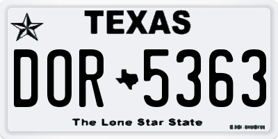TX license plate DOR5363