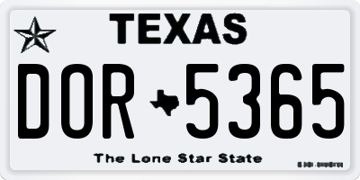 TX license plate DOR5365