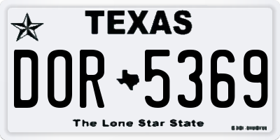 TX license plate DOR5369
