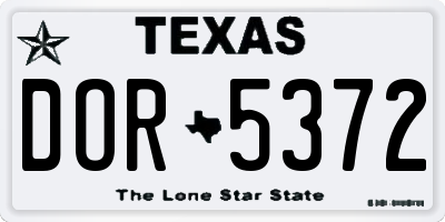 TX license plate DOR5372