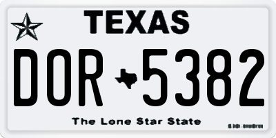 TX license plate DOR5382