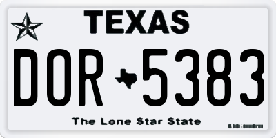 TX license plate DOR5383