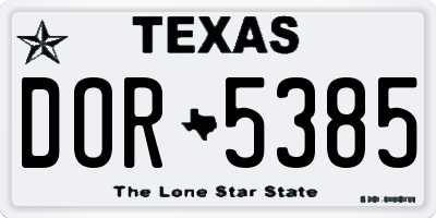 TX license plate DOR5385