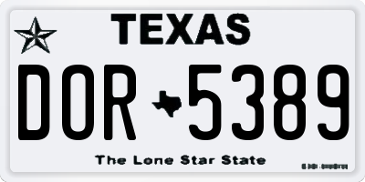 TX license plate DOR5389