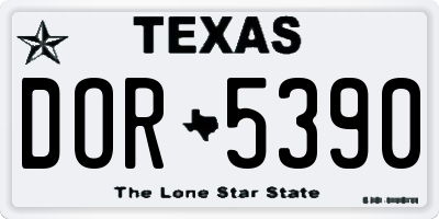 TX license plate DOR5390