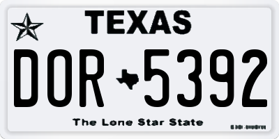 TX license plate DOR5392