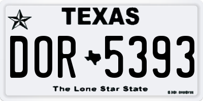 TX license plate DOR5393