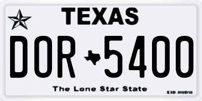 TX license plate DOR5400