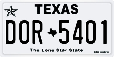 TX license plate DOR5401