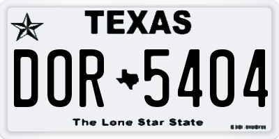 TX license plate DOR5404