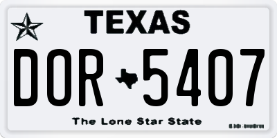 TX license plate DOR5407