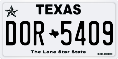 TX license plate DOR5409