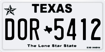 TX license plate DOR5412