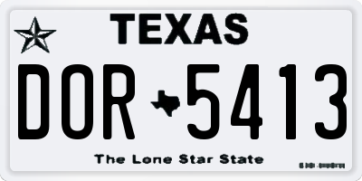 TX license plate DOR5413