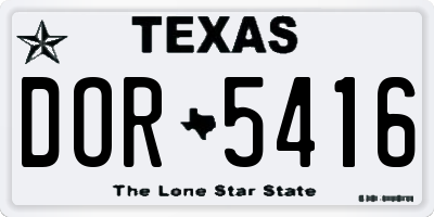 TX license plate DOR5416
