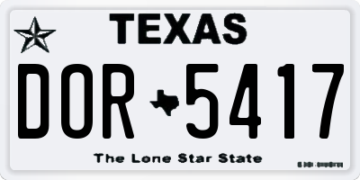 TX license plate DOR5417
