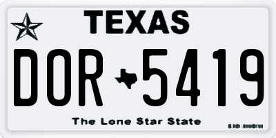 TX license plate DOR5419