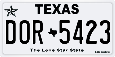 TX license plate DOR5423